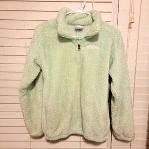 Columbia Fleece Jacket Girls Size Large 14-16 quarter zip green